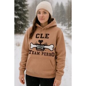 Cleveland Edition Dusty Pink Team Perro‎ Teeth & Bone Embroidered Hoodie XL NWOT